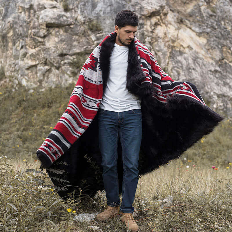 Tibetan style 50x60 size blanket. No shedding. Foldable and easy to store. Keep warm in the cold weather.