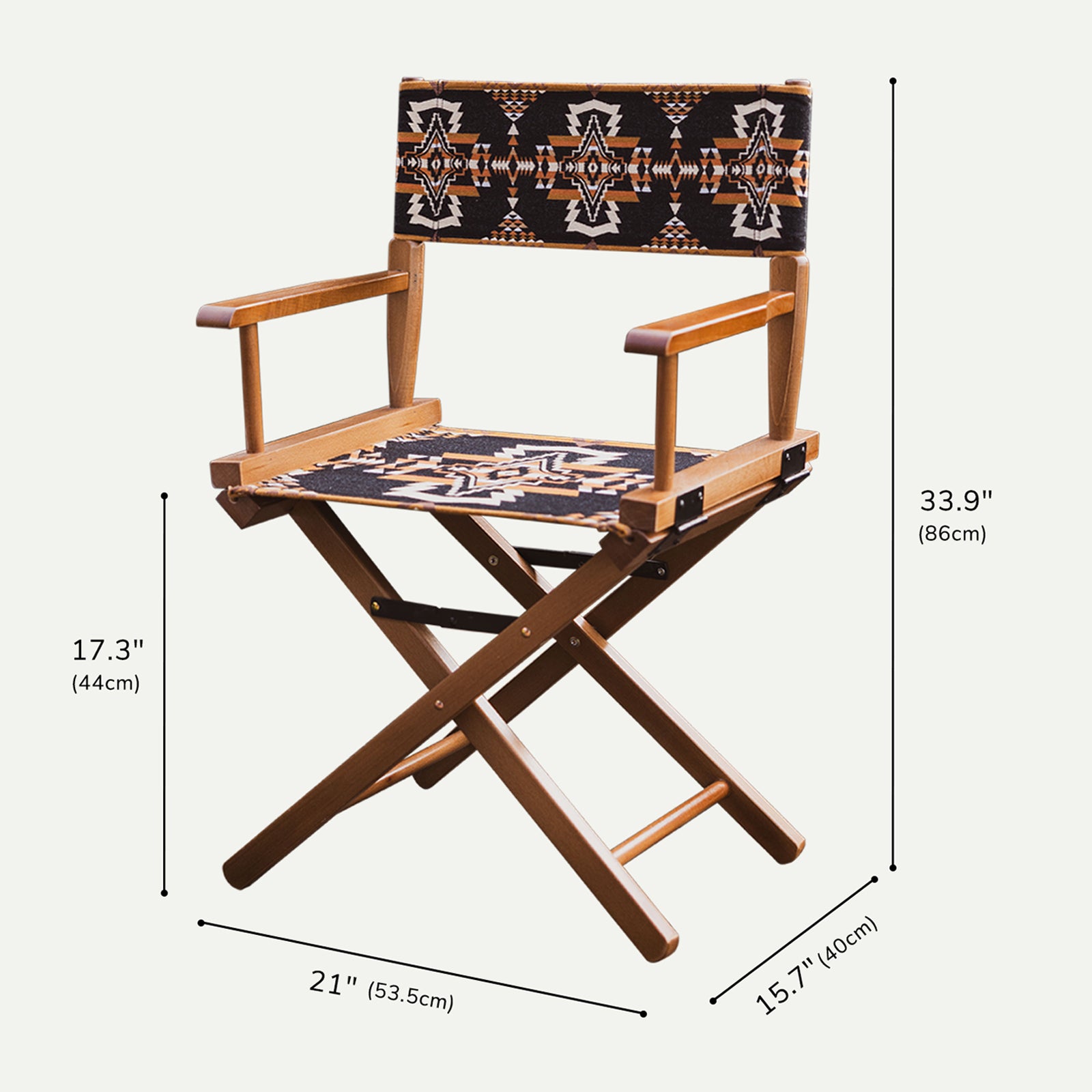 Anifurry Mohave director chair, dimensions marked on the background