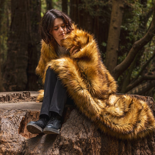 Faux Fur Throw Blanket - Golden Fox
