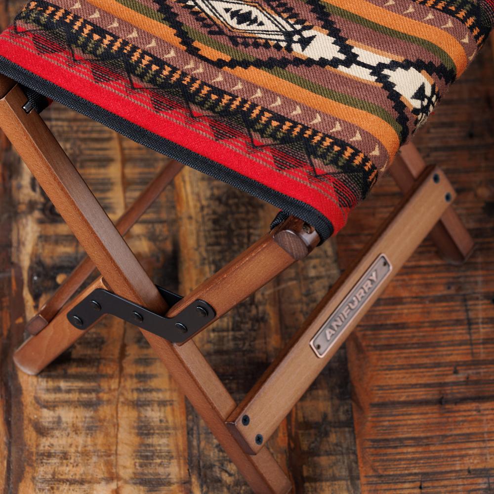 Side view of Anifurry Wood Outdoor Stool Sierra highlighting compact foldable design and durable 900D Oxford fabric bottom layer