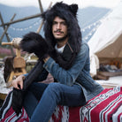 A fluffy black faux fur hood, just like real black panther fur. Long pile faux fur hood bringing a wild lifestyle to you.