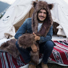 The brown faux fur hood is great for both decoration and keeping warm. It's easy to wash and extremely soft.