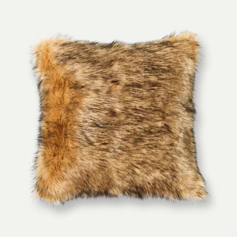 Gold mongolian fur online pillow