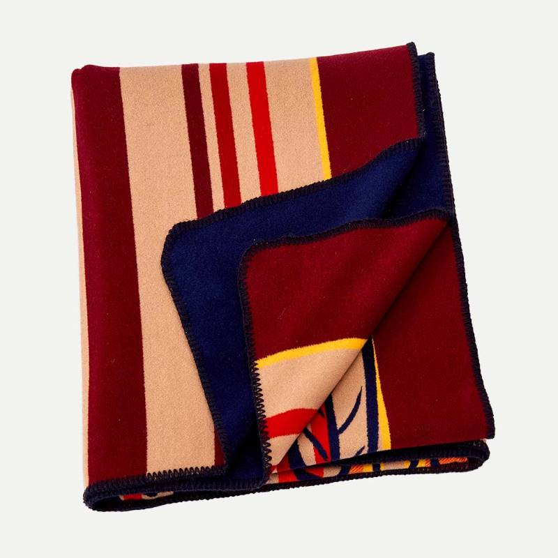 Chief Portrait Merino Wool Blanket Navy