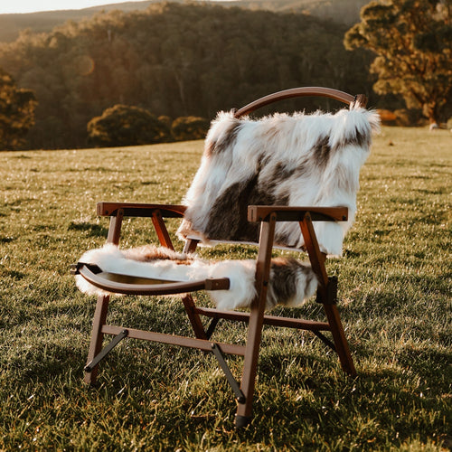 Wood Camping Chair - Reindeer Faux Fur