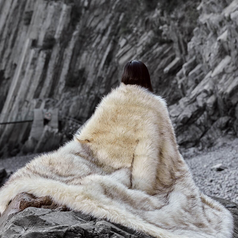 Arctic fox cheap faux fur throw