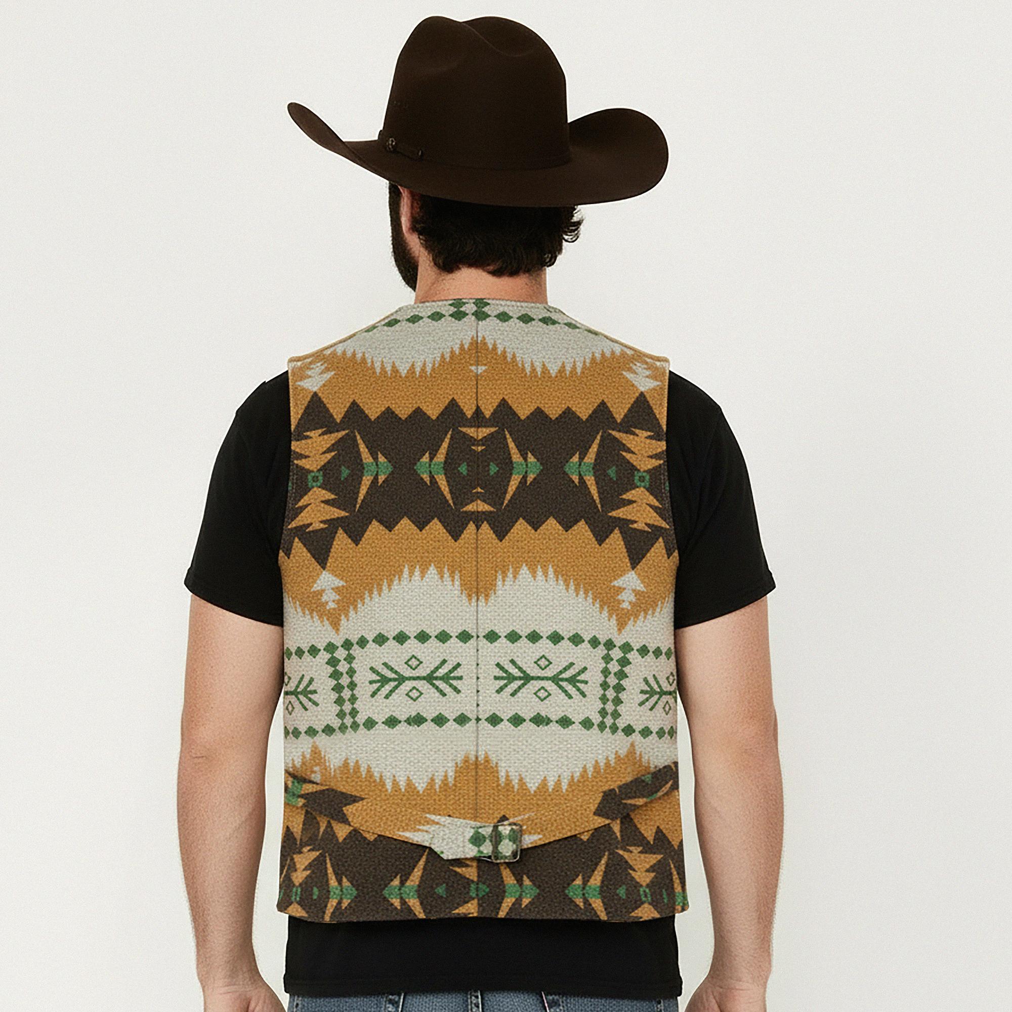 Back view of Anifurry Canyon Ridge Vest highlighting luxurious faux cashmere exterior and classic ridge pattern