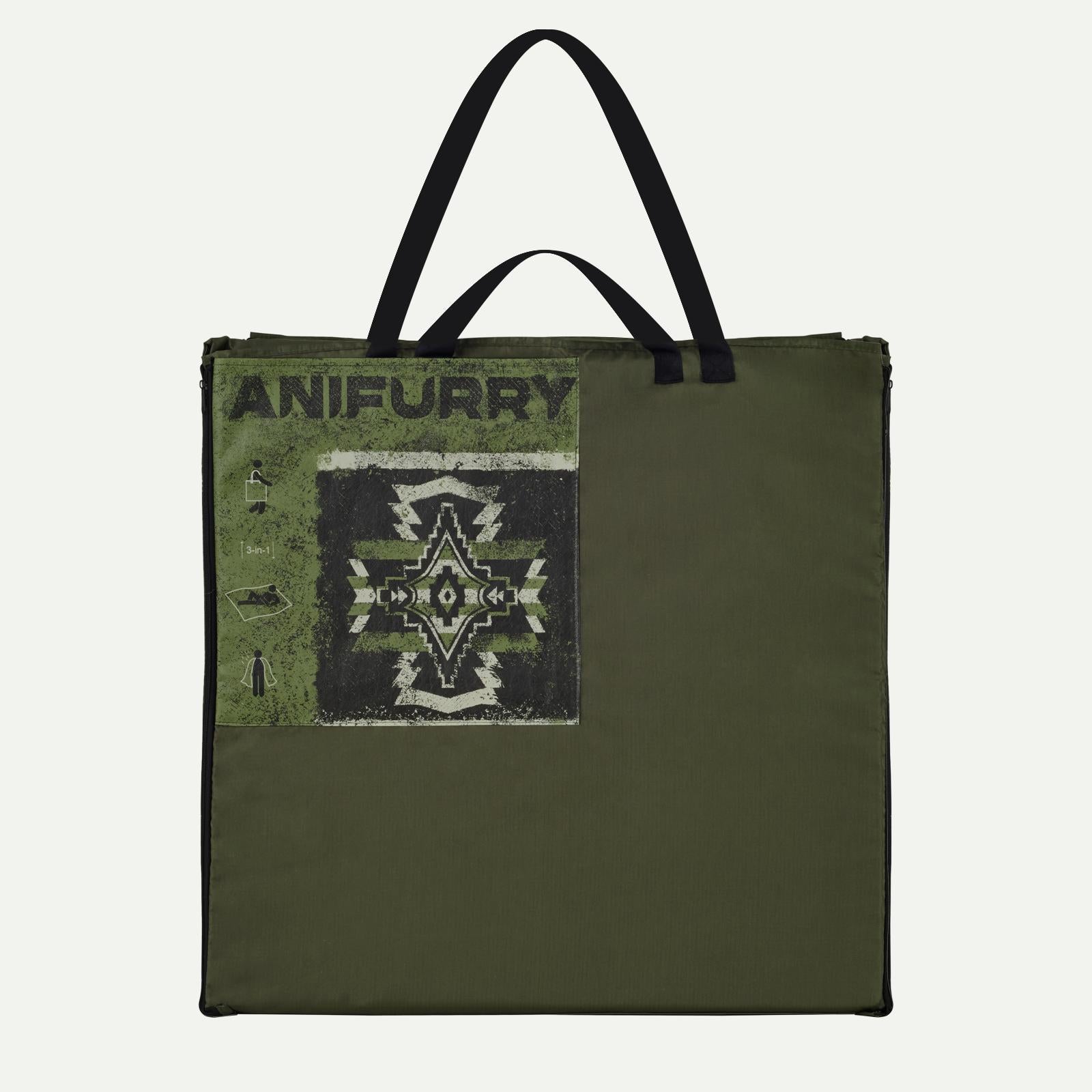 Anifurry Green Outdoor Picnic Blanket With Tote 