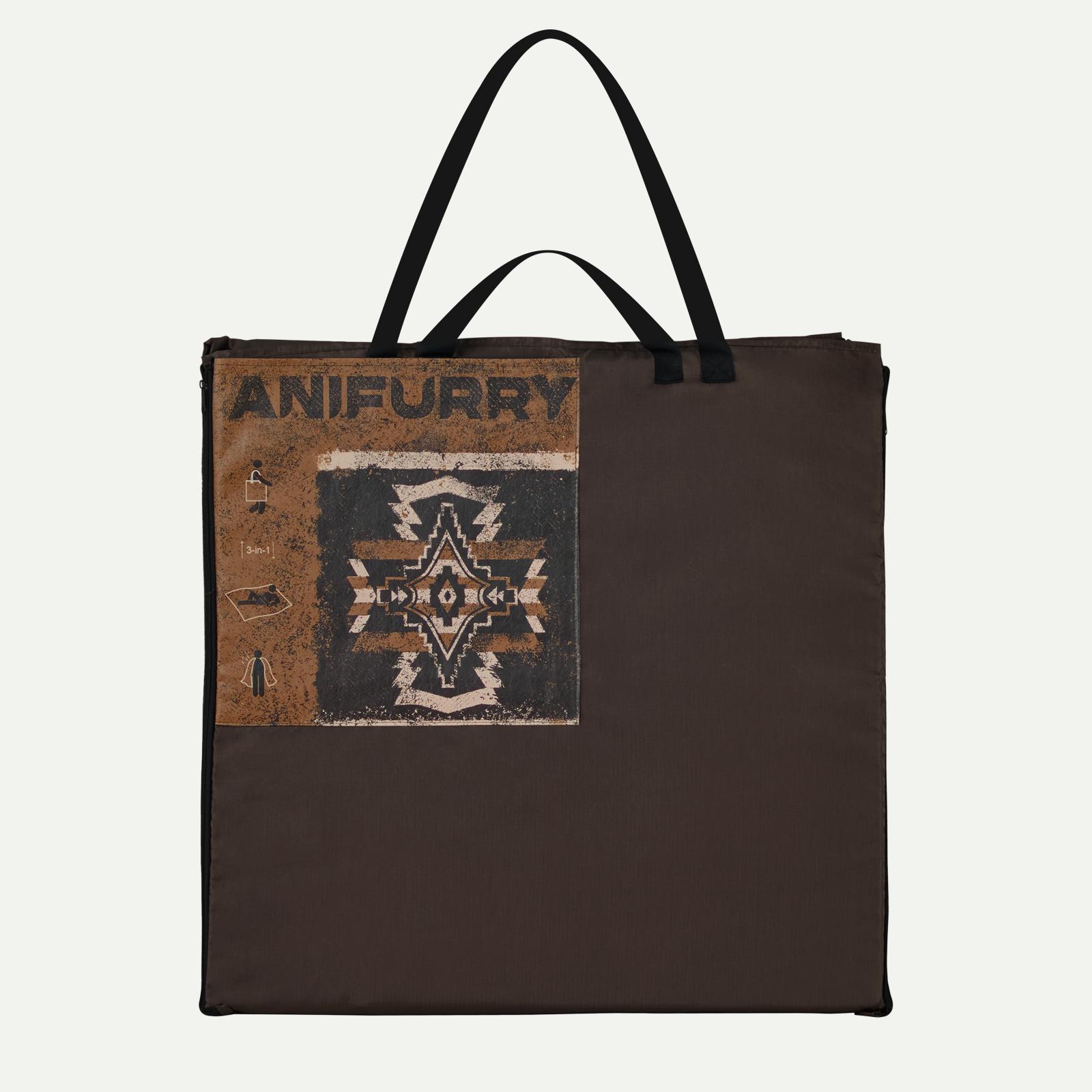 Brown outdoor picnic tote bag with an 'ANIFURRY' branding on it