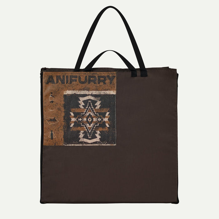 Brown outdoor picnic tote bag with an 'ANIFURRY' branding on it