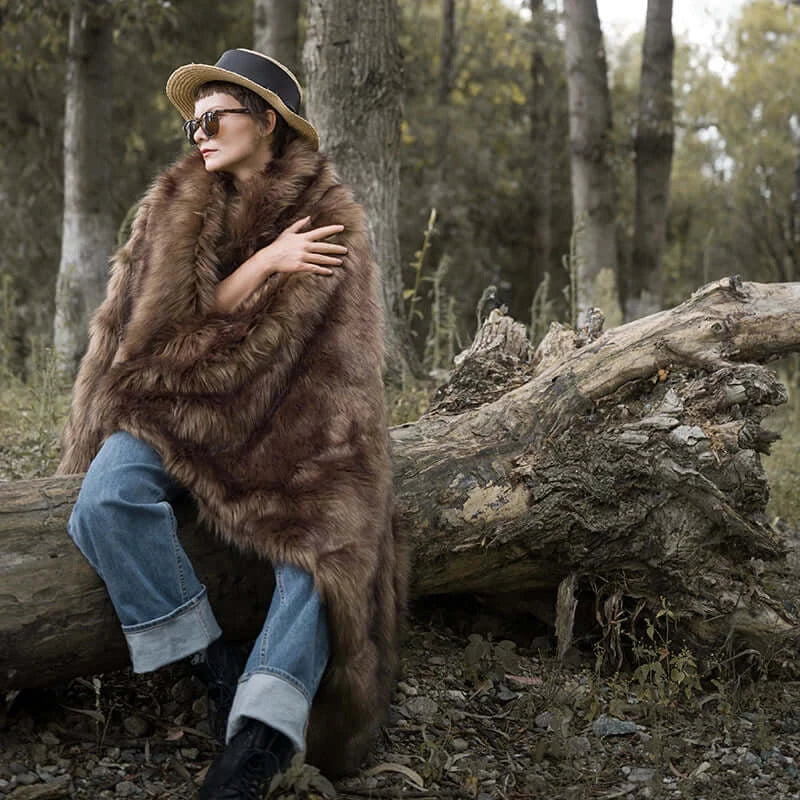 Realistic faux fur throw hotsell